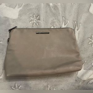 Steve Madden Leather Pouch with Gunmetal Hardware and Accents in Icy Grey